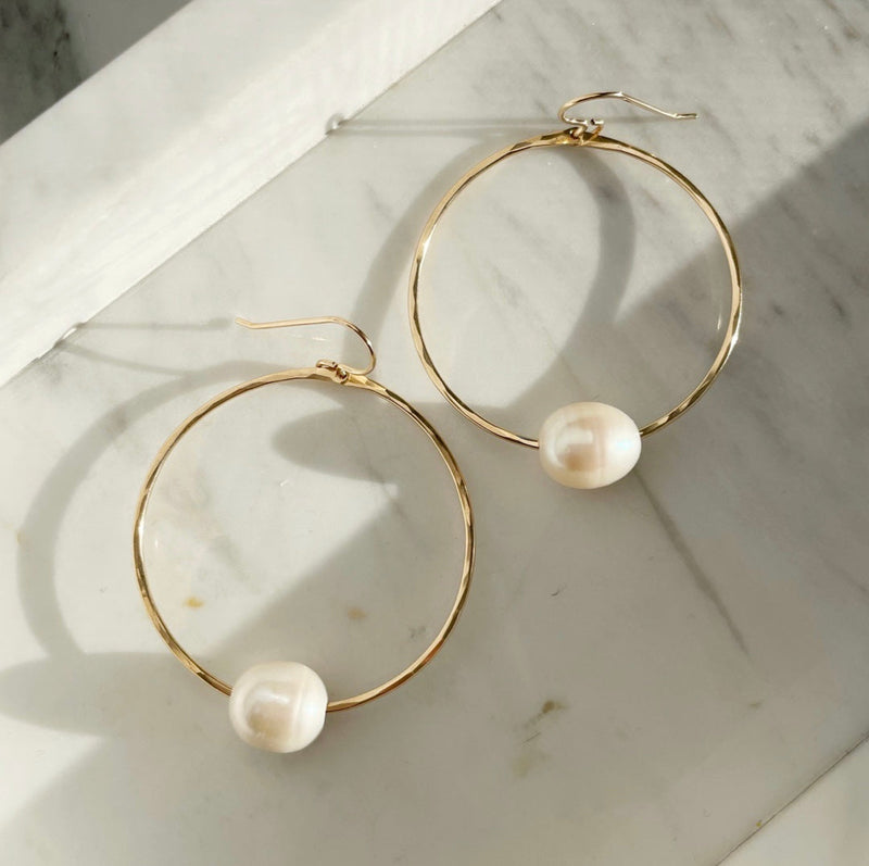 Pearl Hoop Earrings | 14k Gold & Sterling Silver | Certified Quality – Witt  & Pearl
